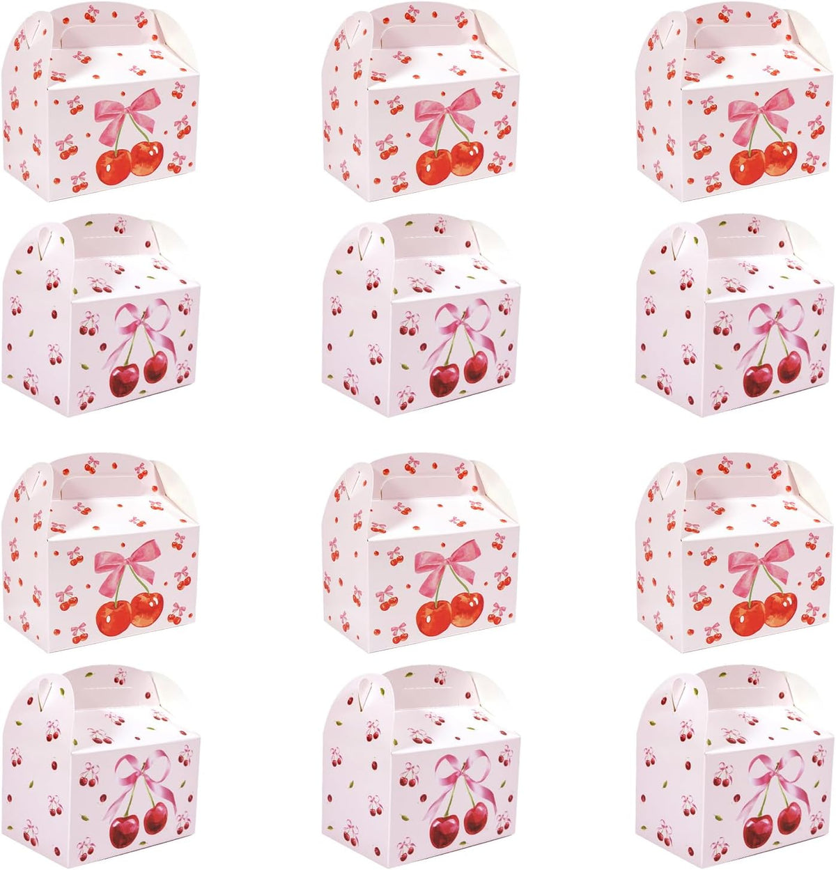 12PCS Cherry Party Favor Boxes – Shes Cherry on the Top Coquette Gift Boxes with Bow for Bridal Shower, Baby Shower, Birthday, Wedding and Cherry Theme Party Decorations