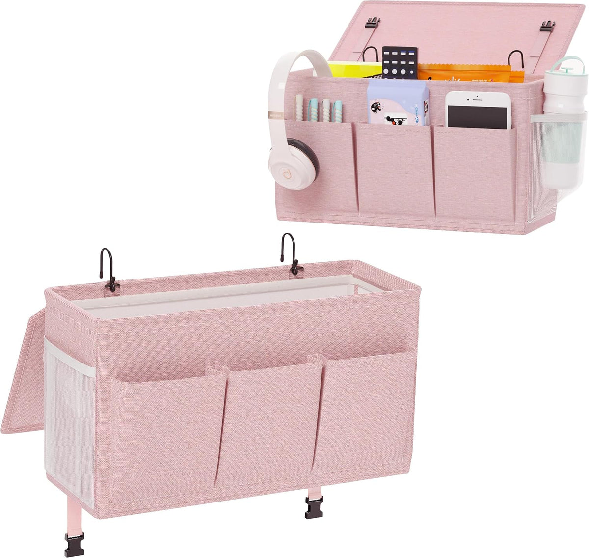 Bedside Caddy Storage Organizer for Bed Rails, Bed Caddy with 6 Pockets
