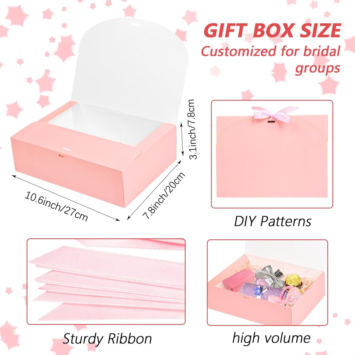 15Pack Gift Boxes with Lids, Bridesmaid Proposal Box with Ribbon