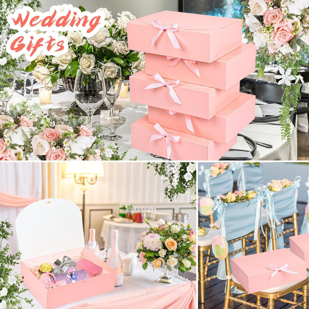 15Pack Gift Boxes with Lids, Bridesmaid Proposal Box with Ribbon
