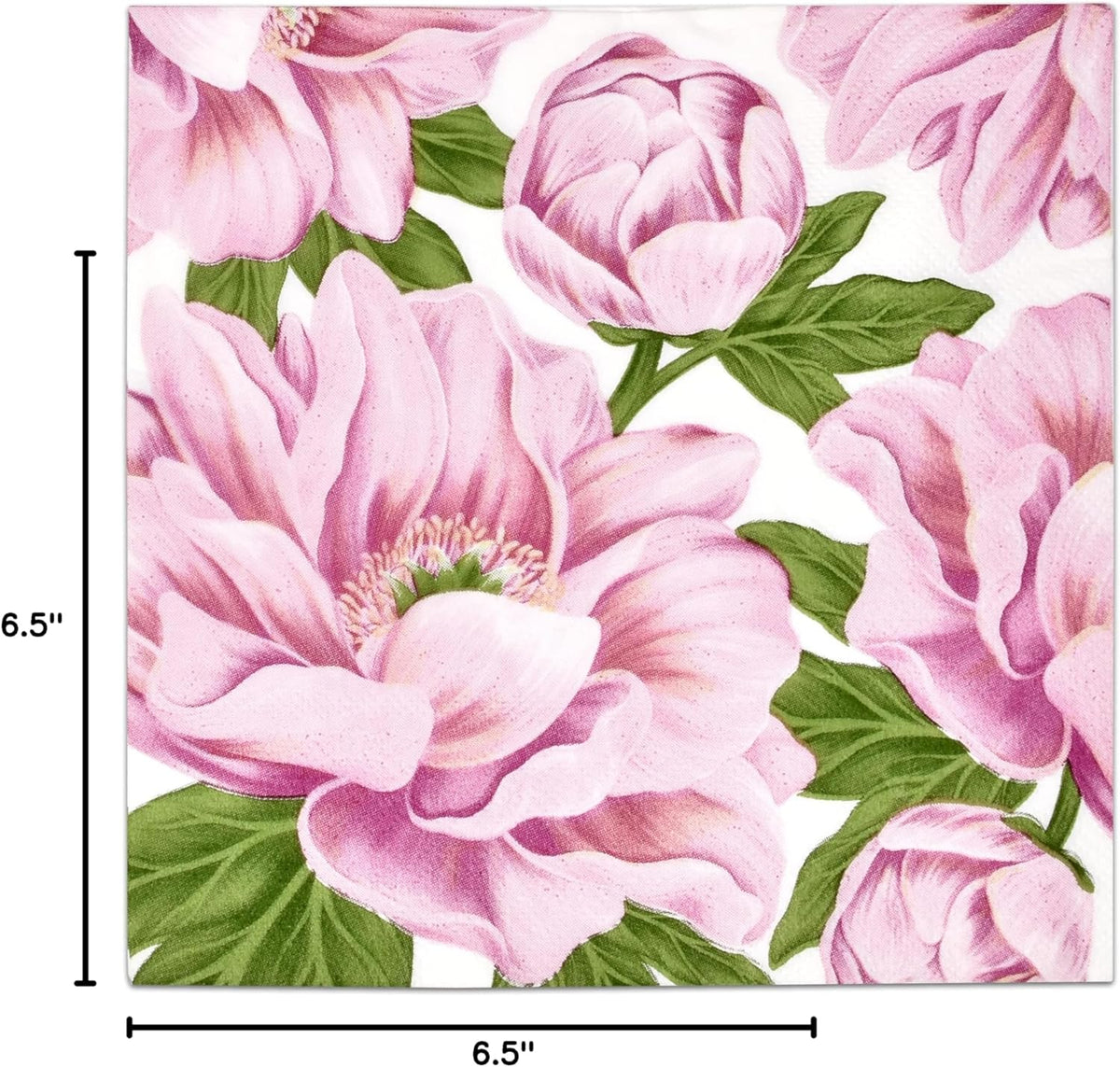 Gift Boutique 100 Pink Peony Floral Luncheon Napkins Disposable Paper Peonies Flower Lunch Napkin for Spring Summer Baby Shower Birthday Tableware Party Supplies