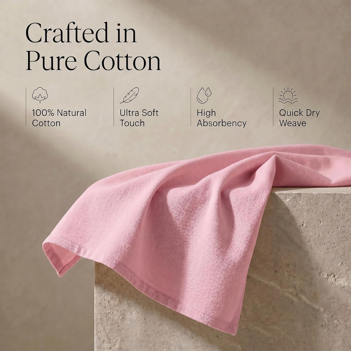 Urban Villa Kitchen Towels Cotton Dish Towels 20”x30” (Set of 6) Pink