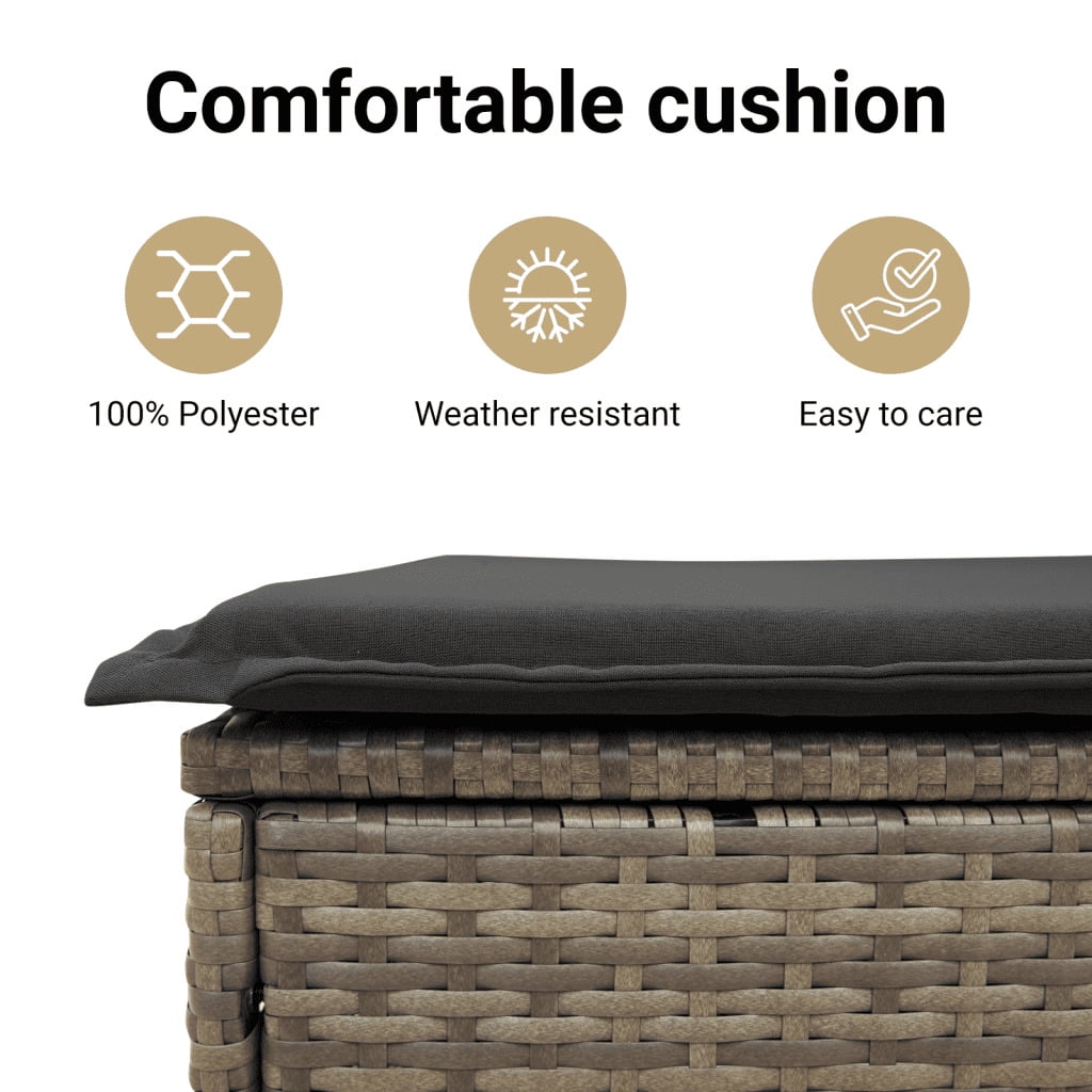 vidaXL Garden Sofa Set Grey PE rattan, powder-coated steel, tempered glass