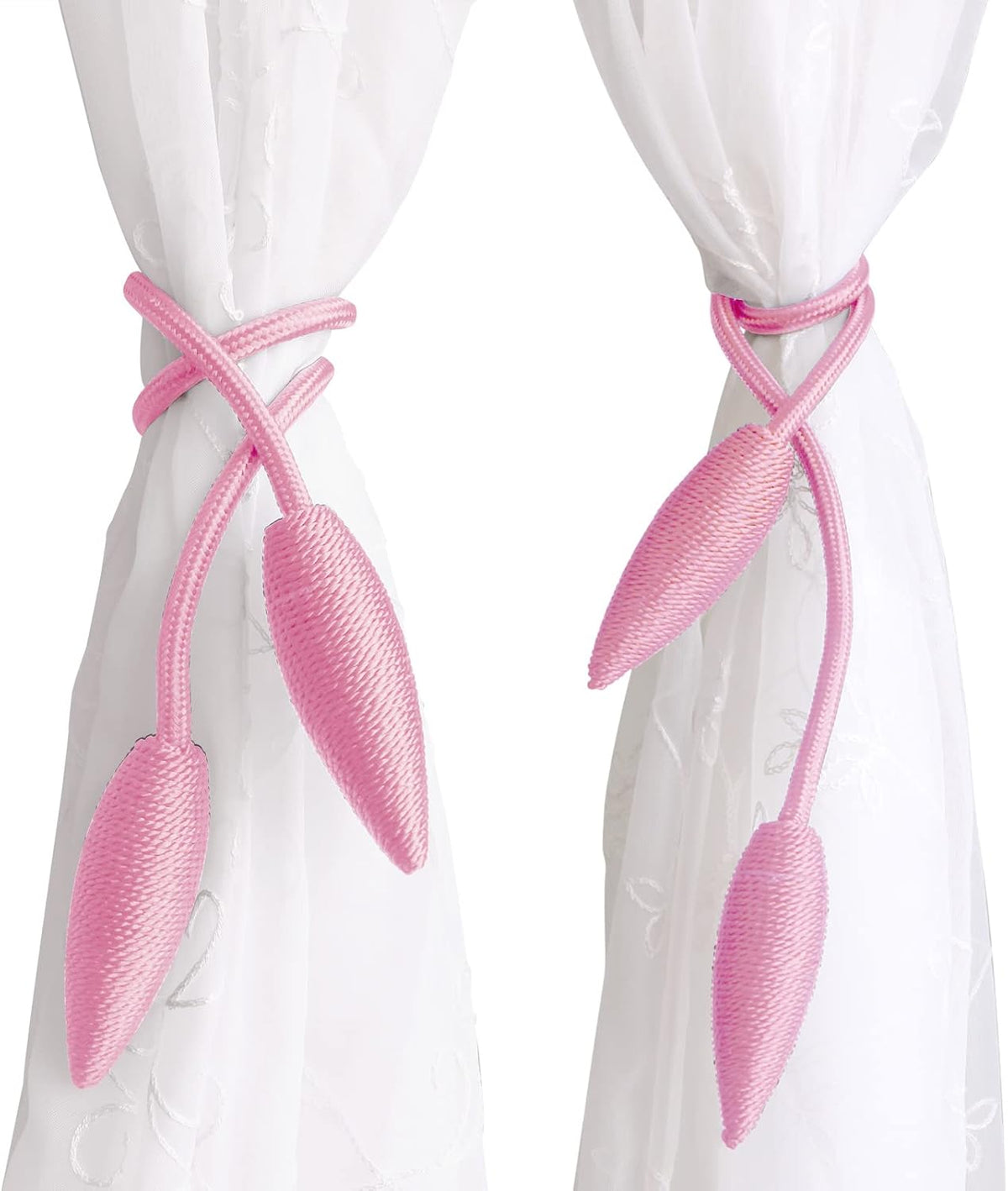 2 Pieces Curtain Tiebacks Clips Creative Window Drape Twist Tie Backs European Style Custom Made Curtain Holders Decorative Draperies Holdbacks, Pink