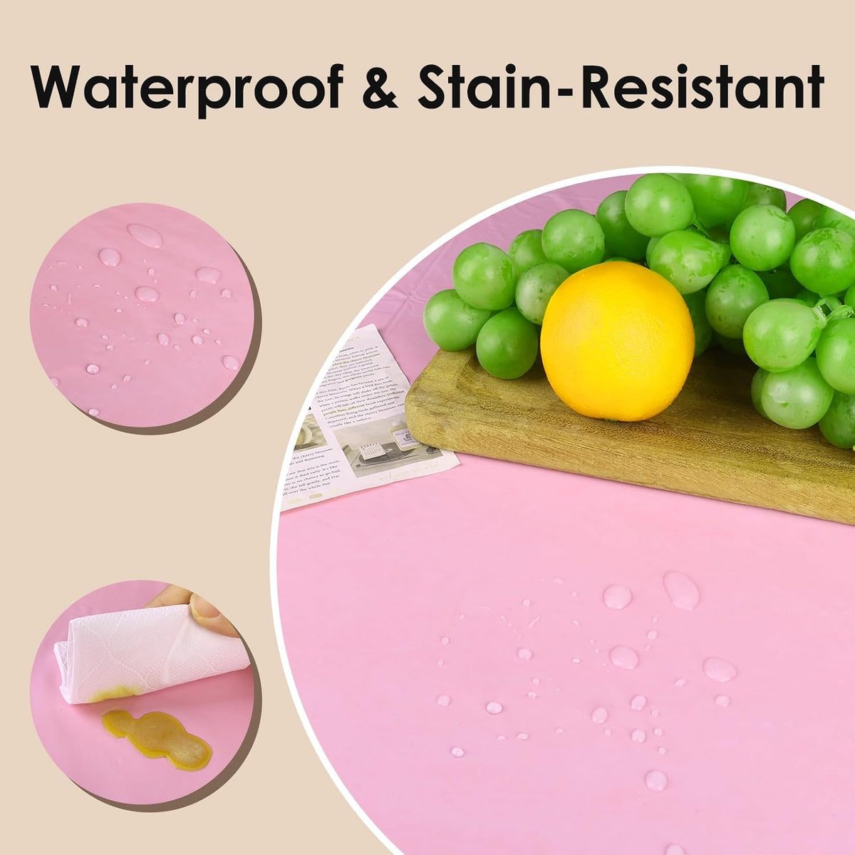 10 Pcs Pink Round Plastic Table Cloth Disposable, 84 Inch