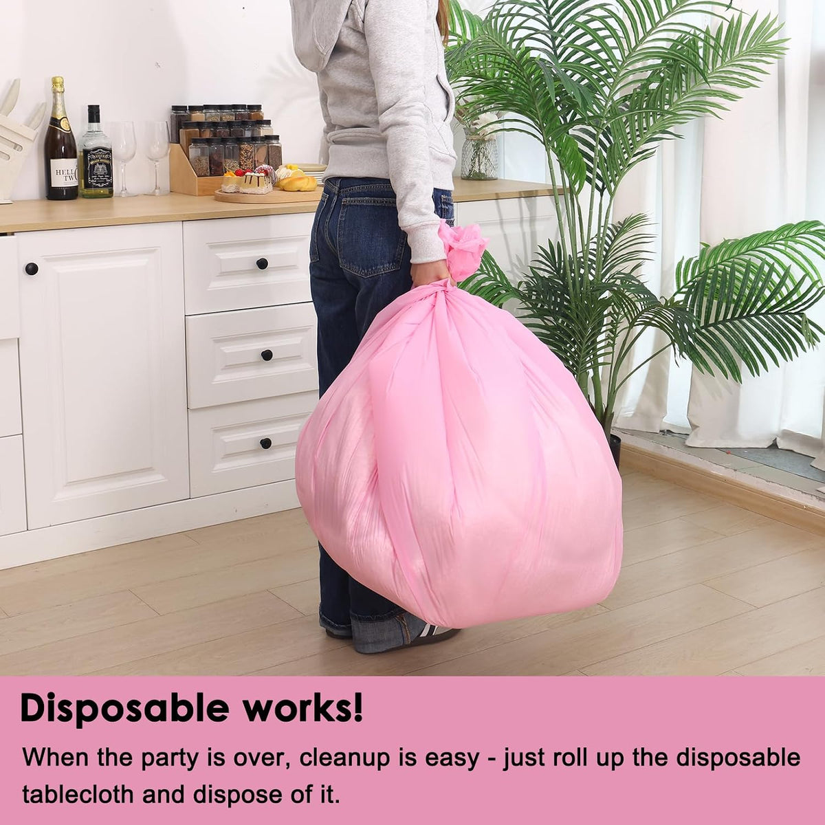 10 Pcs Pink Round Plastic Table Cloth Disposable, 84 Inch