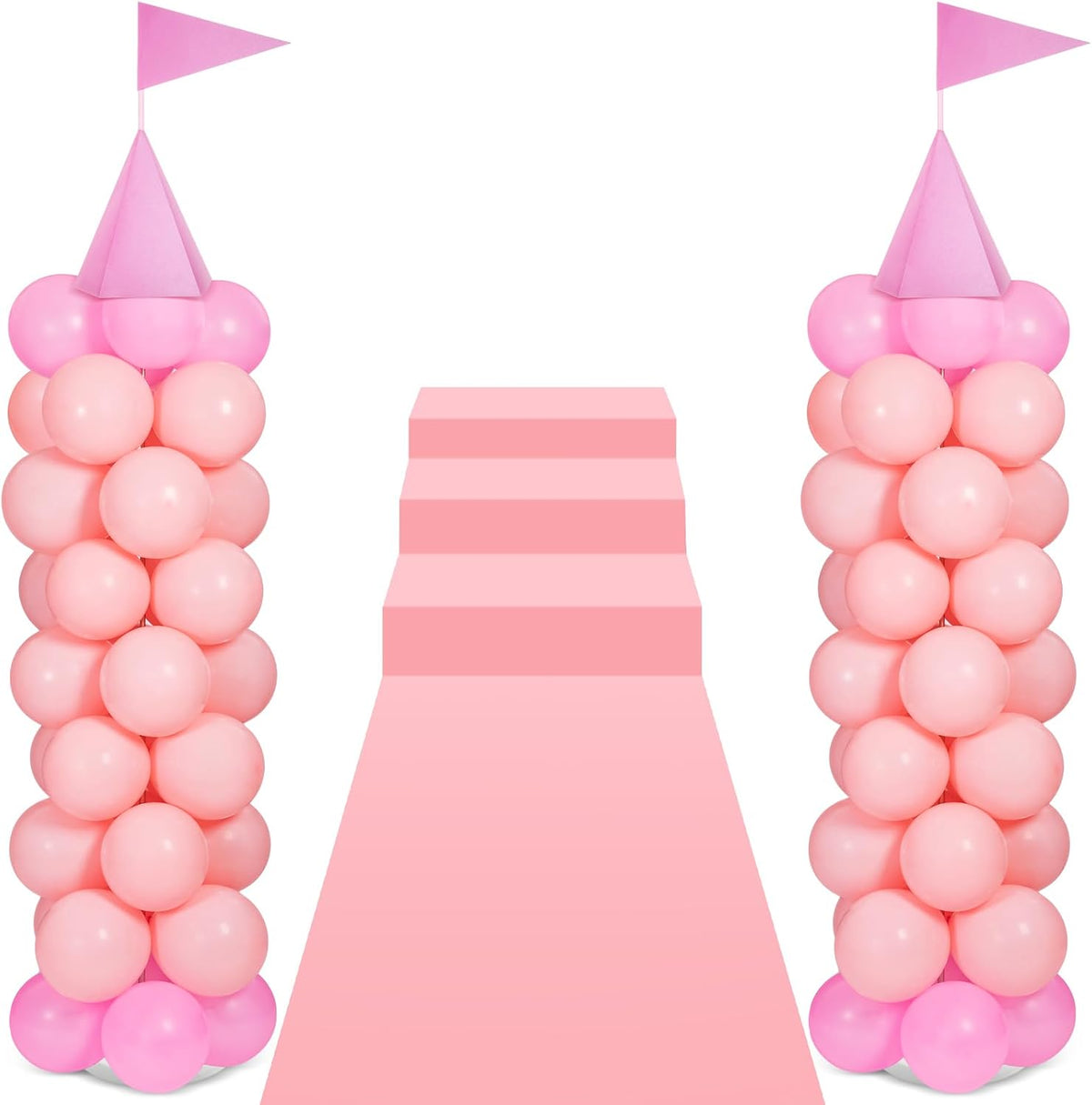 2 Sets Princess Party Decorations Balloon Column Stand Kit, Pink