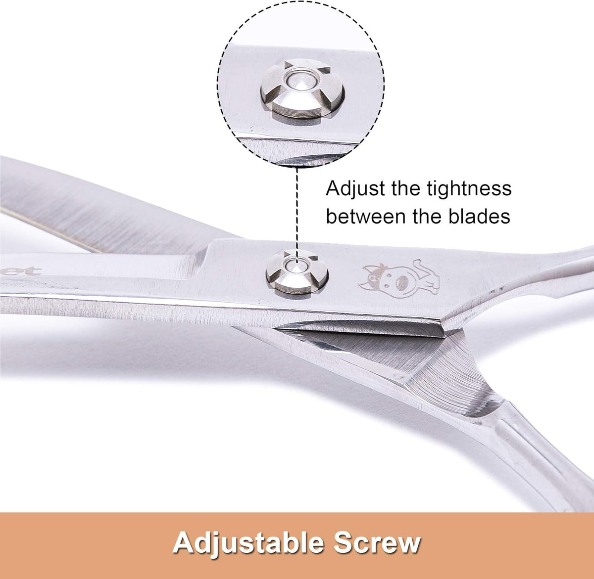 LovinPet Pet Grooming Scissors Professional Dog Cat Grooming Shears with Round Blunt Tip Stainless Steel, Dog Curved Scissors for Grooming Cats Dogs Grooming Tools