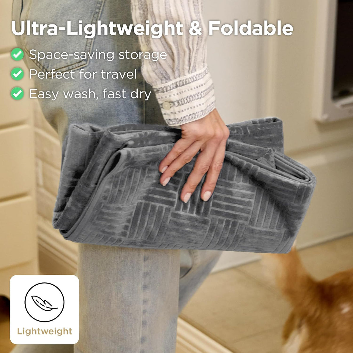 Bedsure Waterproof Bed Cover for Dogs Washable - Waterproof Blanket for Twin Bed Couch Sofa Cozy, Lightweight Furniture Protector for Pet Cat Quick Drying, Ash Grey, 68x82IN