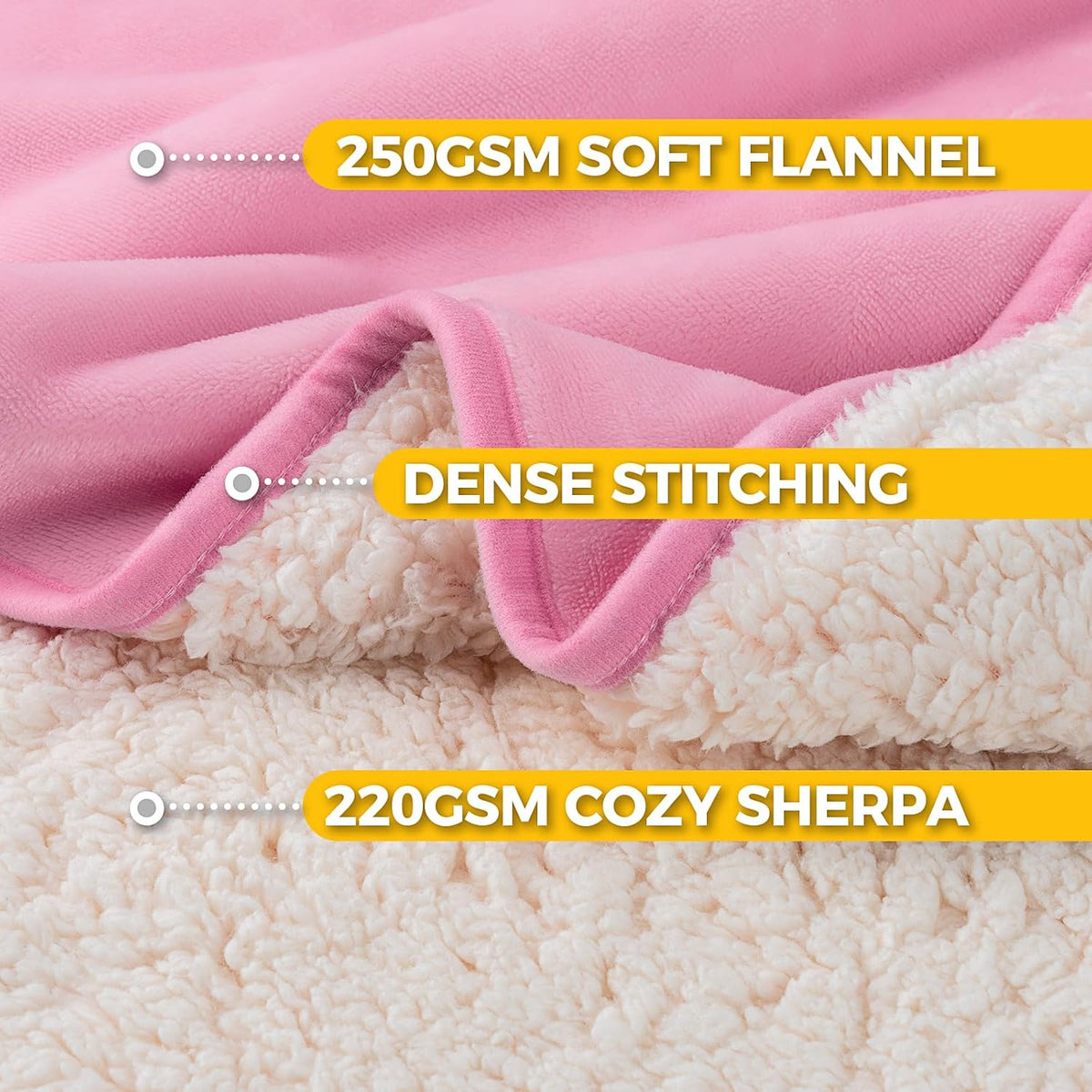Waterproof Blanket for King Size Bed - 108"x86" Soft Reversible Sherpa Fleece Flannel Dog Blankets for Large Dogs, Pet Blanket for Bed, Couch, Soft Plush Furniture Protector, Pink