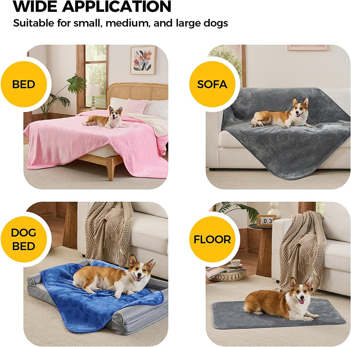 Waterproof Blanket for King Size Bed - 108"x86" Soft Reversible Sherpa Fleece Flannel Dog Blankets for Large Dogs, Pet Blanket for Bed, Couch, Soft Plush Furniture Protector, Pink