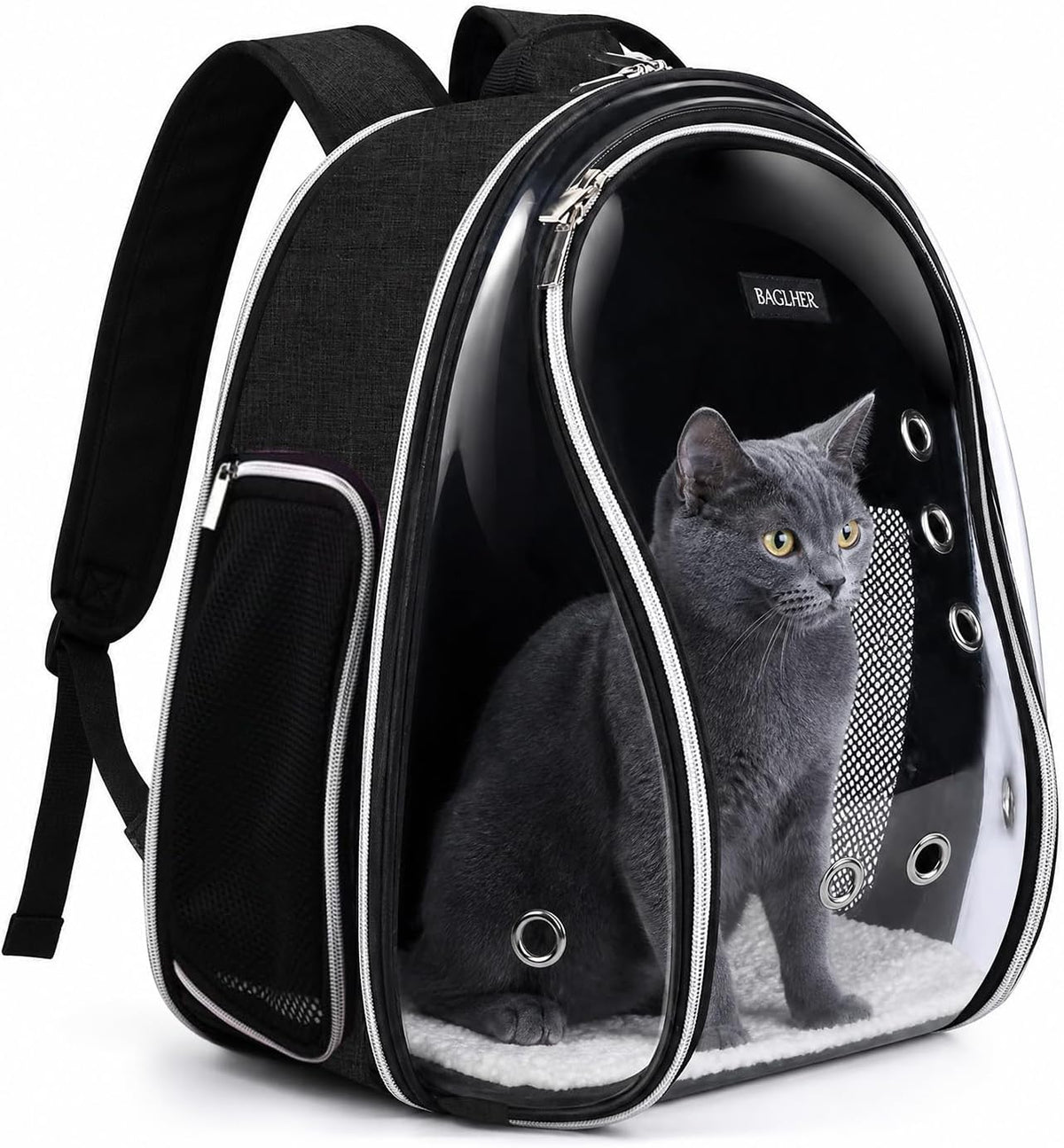 BAGLHER Cat Carrier Backpack Bubble - Fit Up to 18 Lbs - Airline-Approved Dog Backpack Carrier for Small Pets Puppies Dogs Bunny, Space Capsule Dog Carrier Backpack for Travel Outdoor Hiking, Black