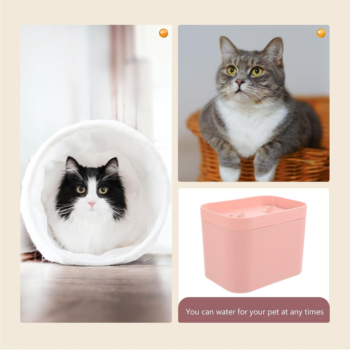 Automatic Circulation Pet Water Fountain for Cats and Dogs, Portable Pink Plastic Water Dispenser with Flower Shape Outlet and Dc 5v Pump, for Kitten and Dog Drinking