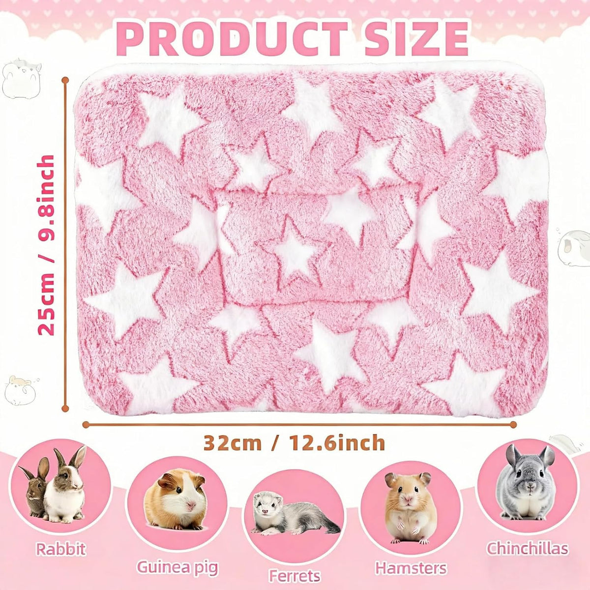 Steelhill Small Pet Bed 3 Pcs Animal Beds for Rabbit,Guinea Pig,Chinchilla,Hedgehog,Ferret & More Warm,Cozy,Soft Washable Bunny Pet Mattress for Indoor