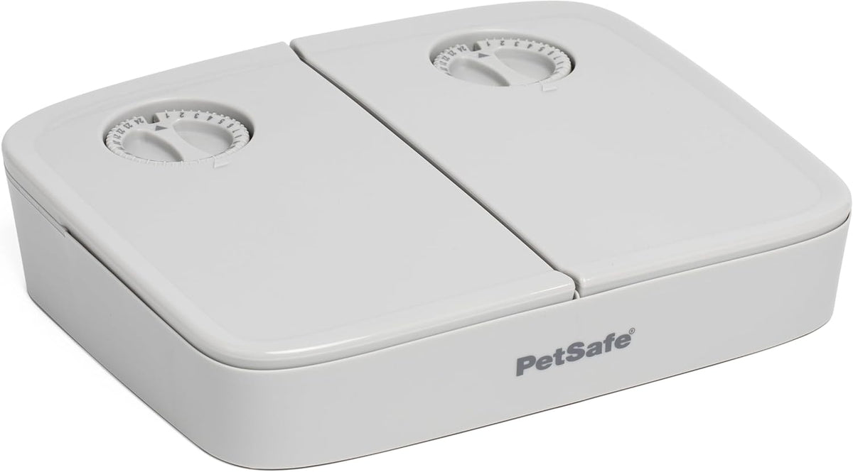 PetSafe Analog 2 Meal Programmable Pet Feeder, Automatic Dog and Cat Feeder - Dry or Semi-Moist Pet Food Dispenser, Slow Feed Portion Control (3 Cup/16 Ounce Total Capacity), Tamper-Resistant Design