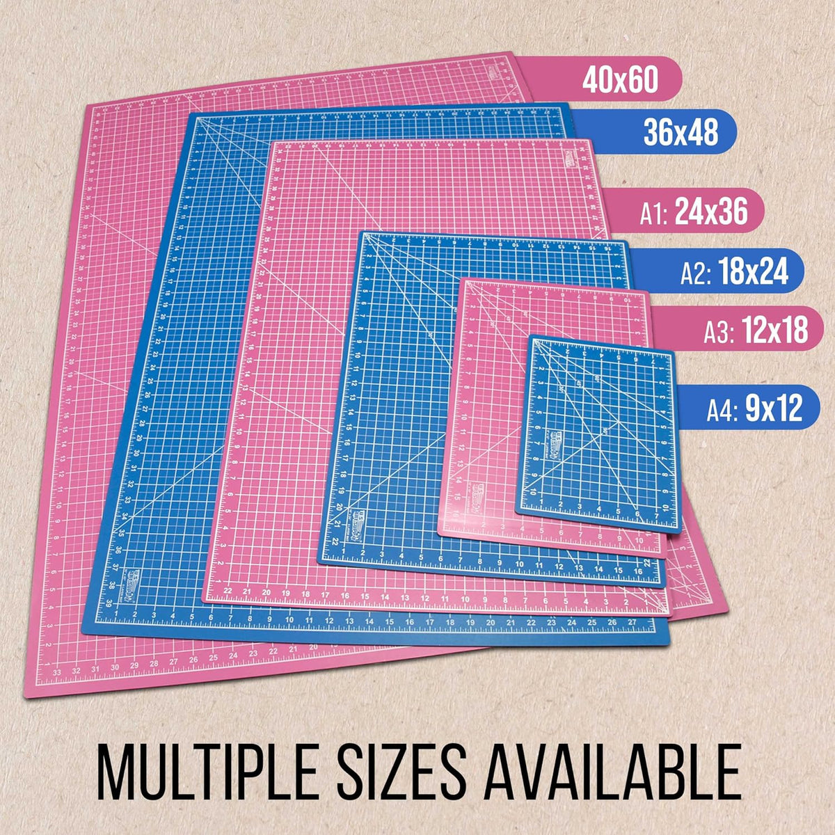 9"x12" Self-Healing Cutting Mat 5-Ply (2 Pack) Pink/Blue