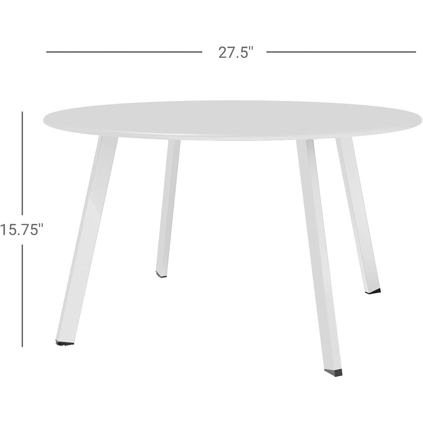 Simple Round Accent Table - Three-Legged Design with Black Non-Slip Pads, Versatile for Living Spaces/Office (Modern Decor) - White