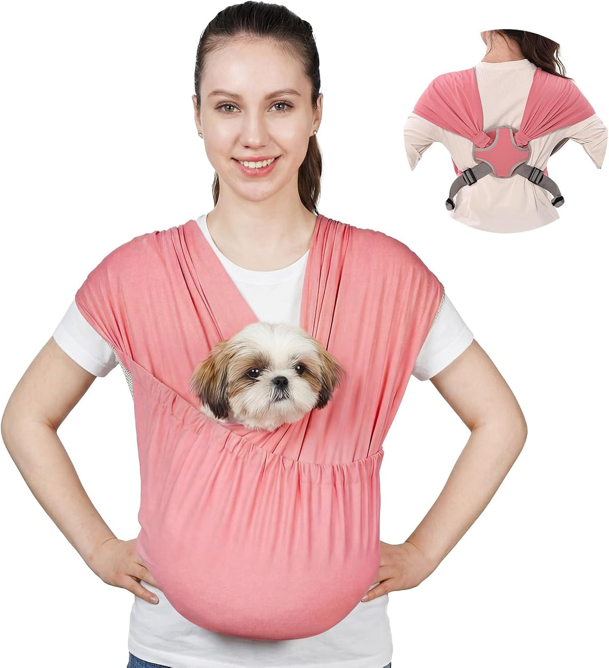Dog Sling Carrier for Small Pet, Adjustable Hands Free Front Backpack