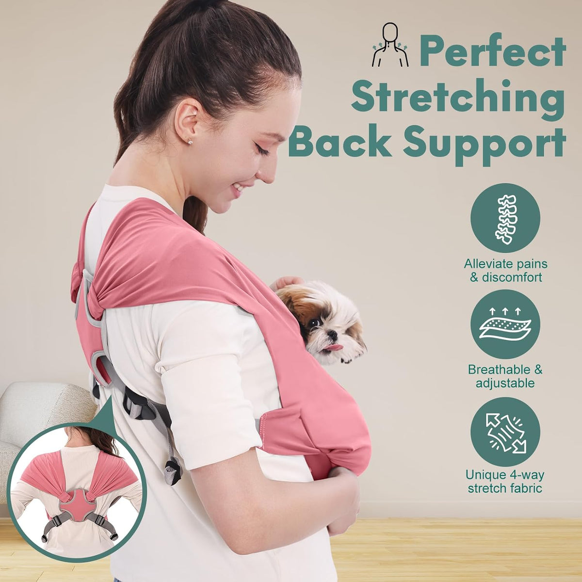Dog Sling Carrier for Small Pet, Adjustable Hands Free Front Backpack