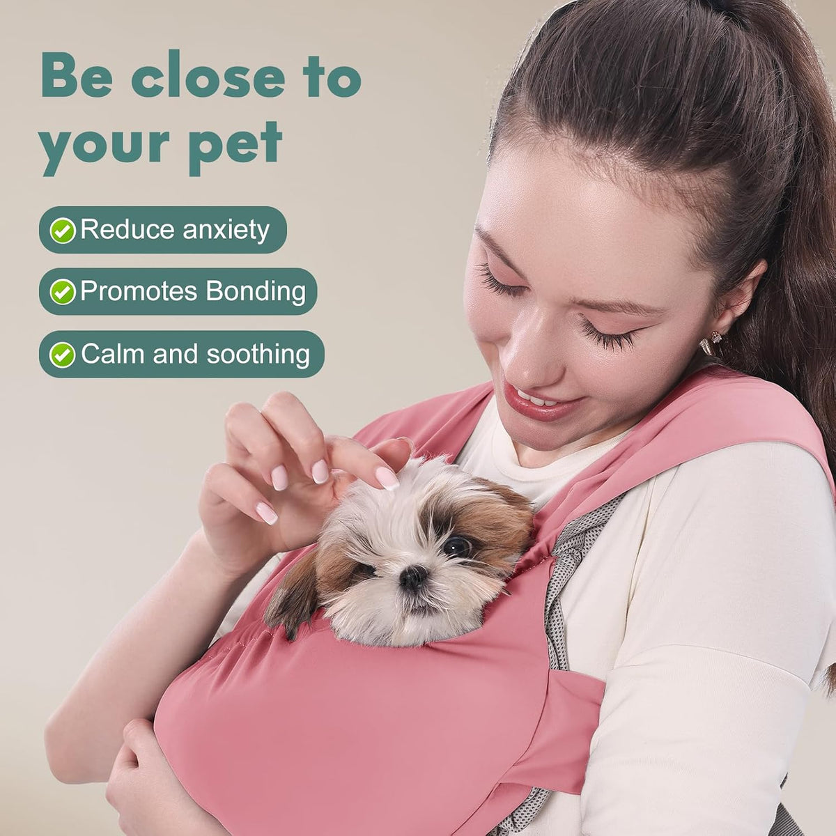 Dog Sling Carrier for Small Pet, Adjustable Hands Free Front Backpack