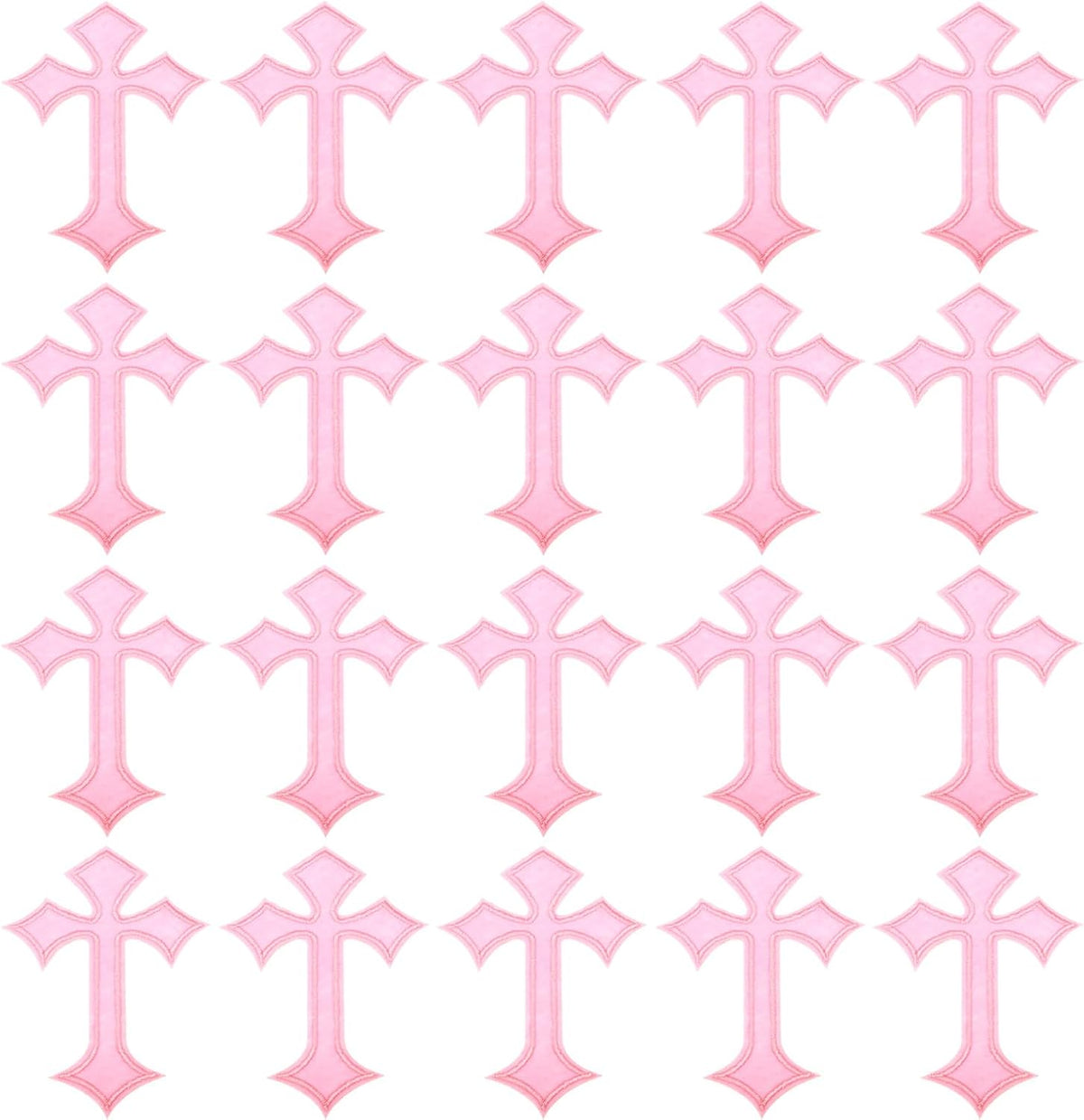 Cross Embroidered Patches,20 Pcs Cross Sew on Iron on Decorative Patches for Repair Decoration Clothing Hats Jackets Backpack, 4.1" Lx2.8 W, Pink
