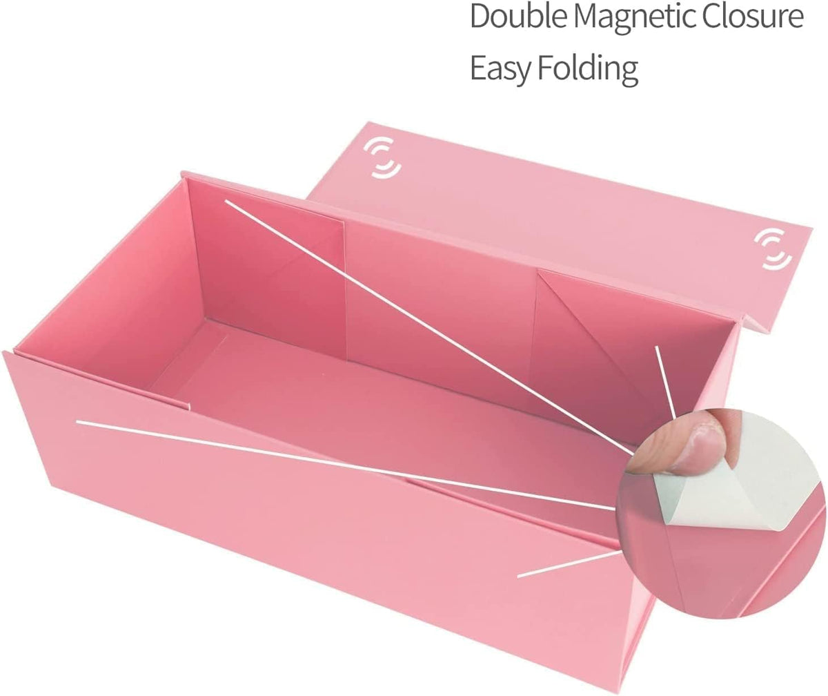 Pink Gift Boxes 12" x 6" x 4", Magnetic Closure Lid Gift Boxe for Presents