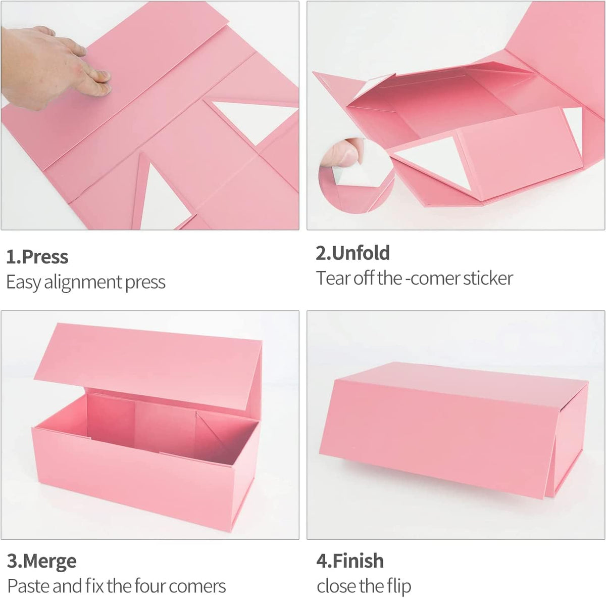 Pink Gift Boxes 12" x 6" x 4", Magnetic Closure Lid Gift Boxe for Presents