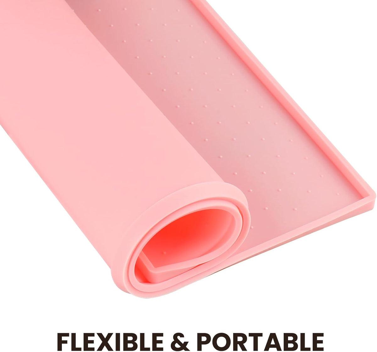 VIVAGLORY Dog Bowl Mat Grippymat Pet Food Mat, Waterproof Washable Nonslip Silicone for Pet & Cat, Food and Water Placemat with Lip & Raised Edges for Indoor Floor, S, Sakura Pink
