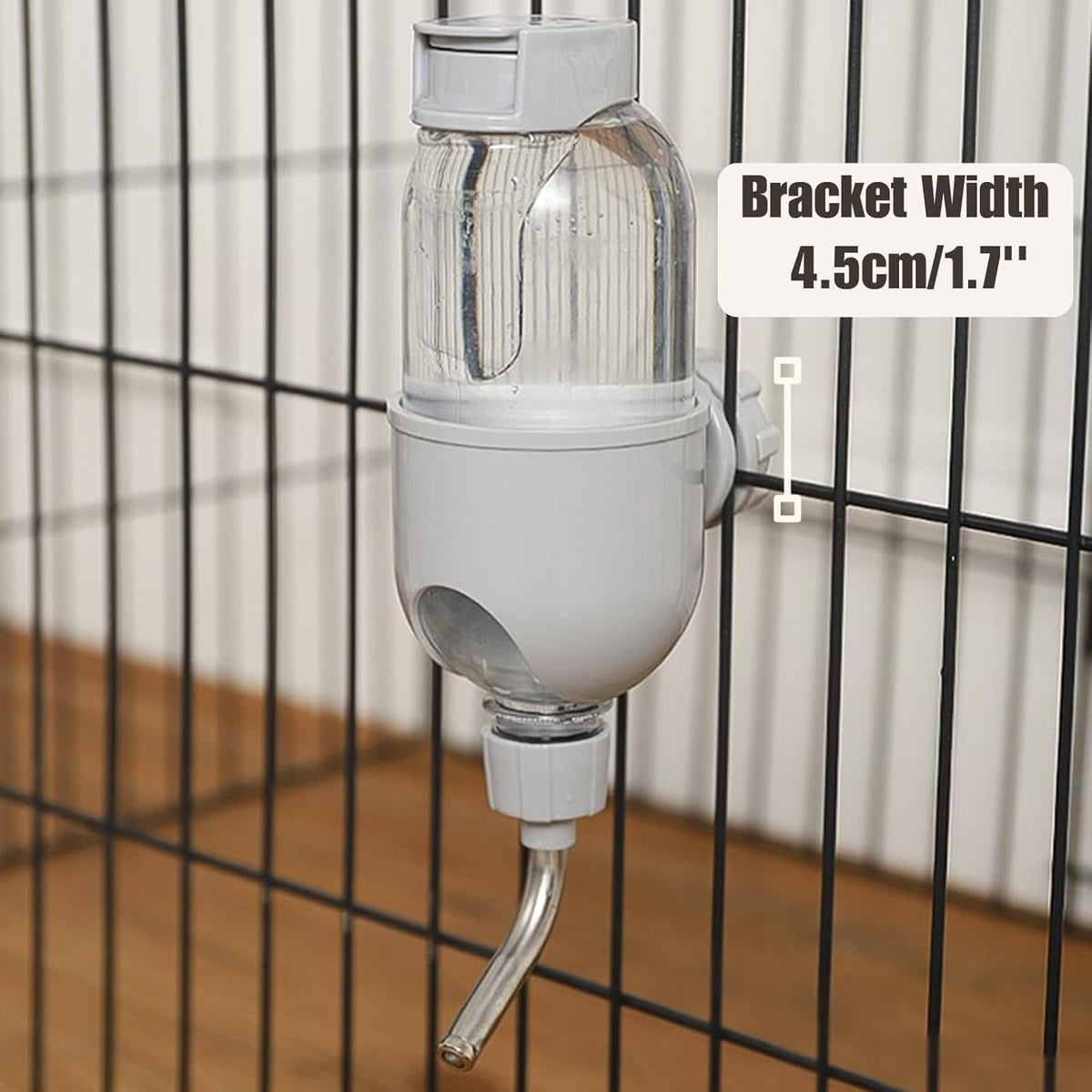 Pet Water Bottle for Cage Crate 17oz Non-Drip Water Dispenser for Small Animal Rabbit Bunny Guinea Pig Chinchilla Ferret Squirrel Hedgehog (Gray, 17oz)
