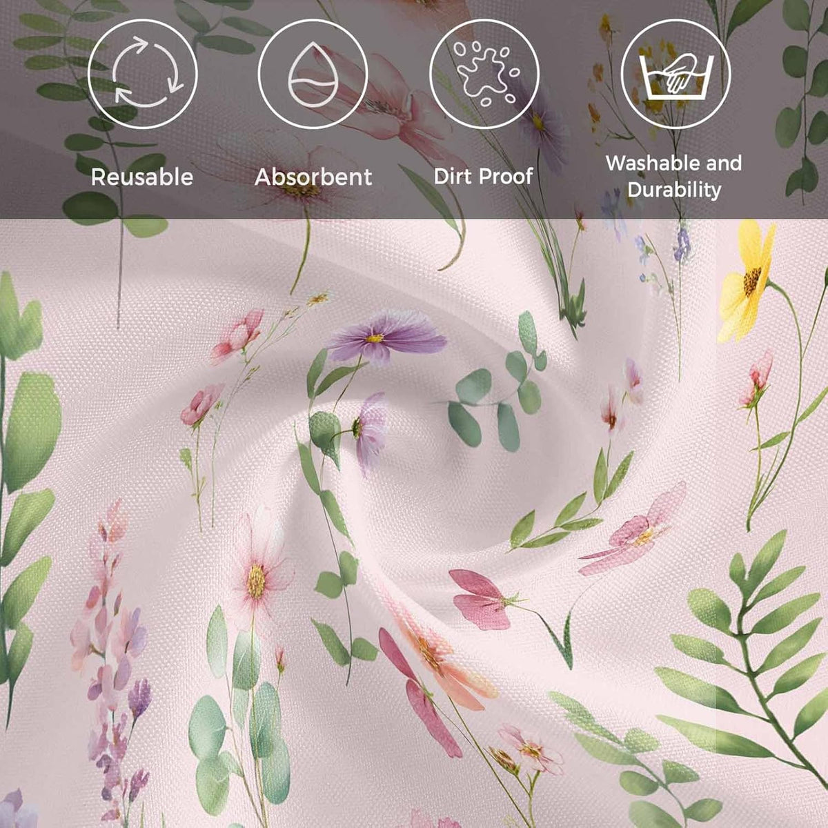 Pink Spring Floral Flowers Botanical Elegant Pastoral Washable Reusable Dinner Cocktail Napkin for Kitchen Party Wedding Banquet Holiday Baby Shower Table Decor