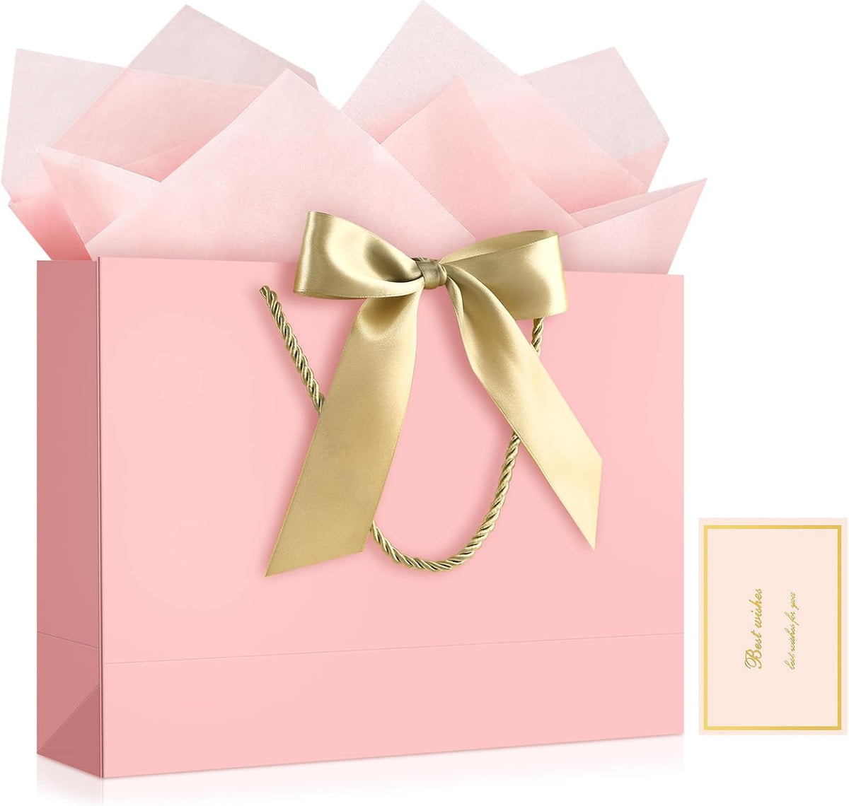 Pink Gift Bags with Handles, 13" Medium Gift Bags with Tissue Paper