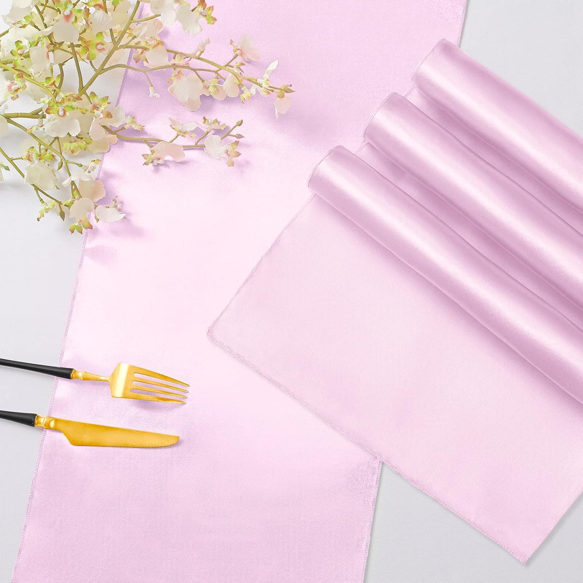 6 Pack Satin Runners 12 x 72 Inch, Light Pink