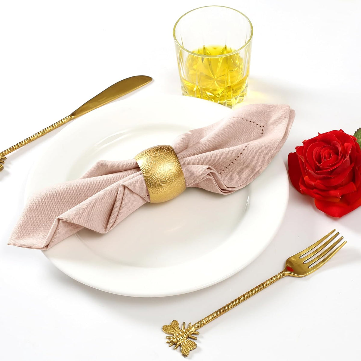 Set of 4 Linen Bidding Cloth Napkins 18x18 - Reusable Washable Fabric Dinner Napkins with Mitered Corners, Flax Cotton Blend, Long-Lasting Durability, Perfect for Everyday Use. (Peach, Pack of 4)