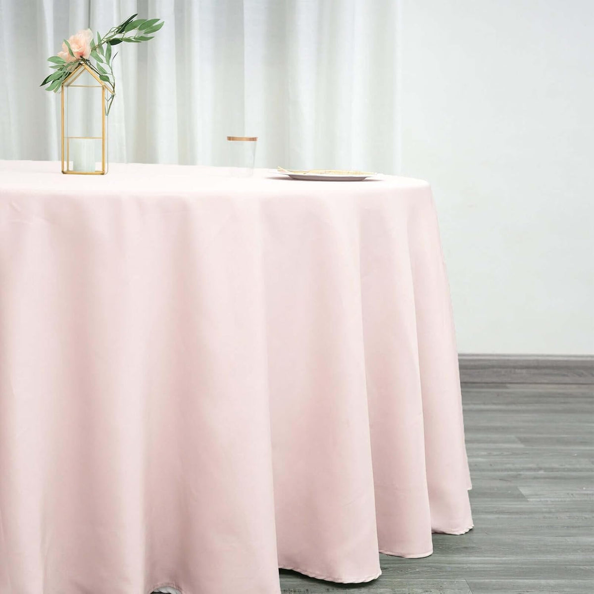 Round Tablecloth, 120 Inch Stain & Wrinkle Resistant Washable Table Cloth, Decorative Polyester Fabric Table Cover for Banquet, Wedding, Dining - Blush