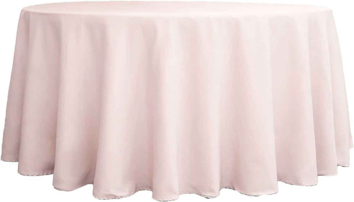 Round Tablecloth, 120 Inch Stain & Wrinkle Resistant Washable Table Cloth, Decorative Polyester Fabric Table Cover for Banquet, Wedding, Dining - Blush