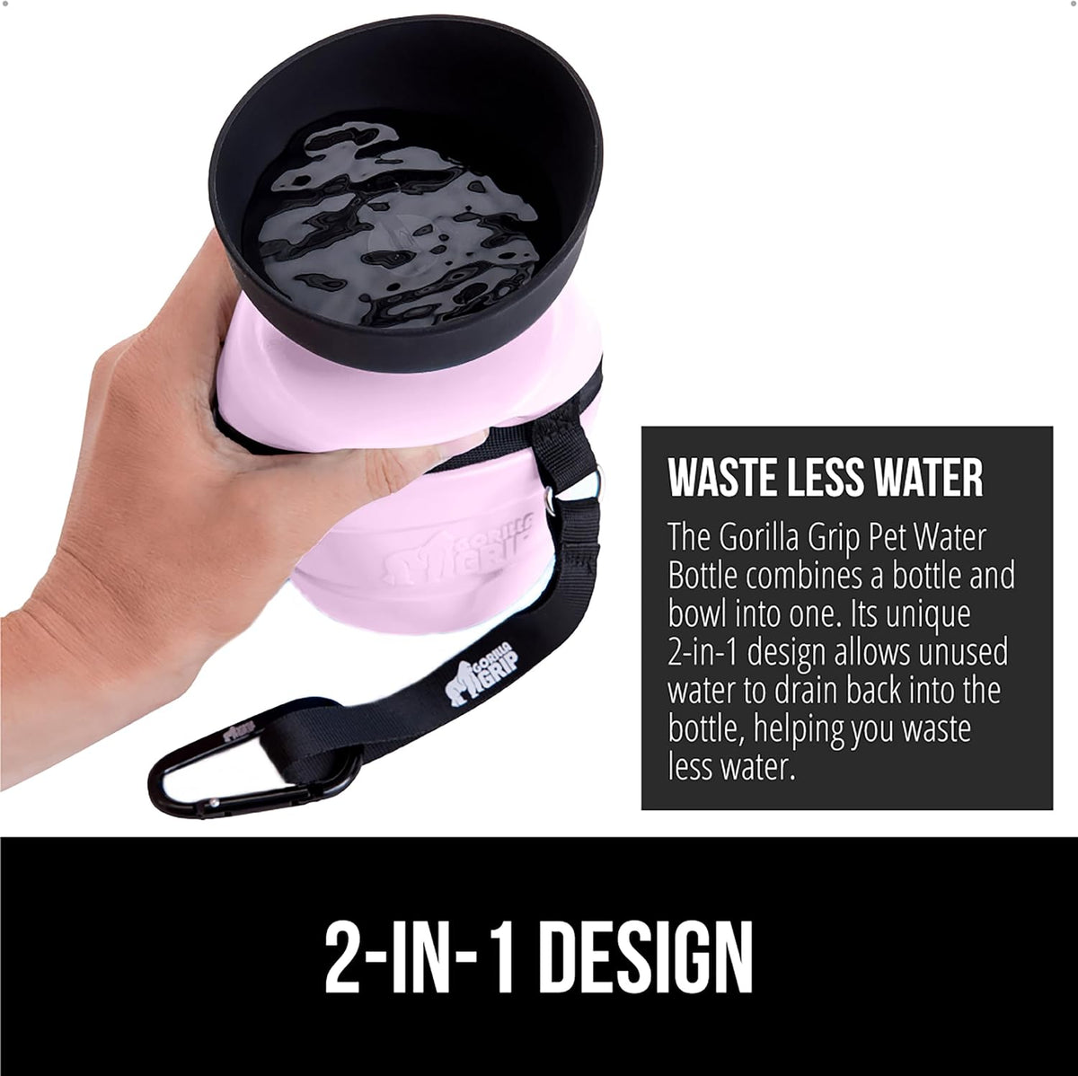 Portable Dog Water Bottle, Food Grade Silicone, 12oz Pink
