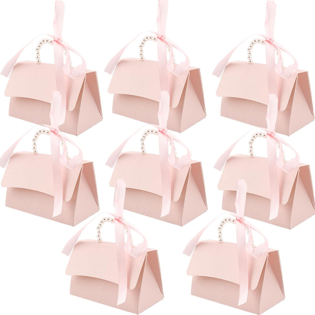 jeowicti 10Pcs Pink Large Pearl Paper Gift Boxes for Wedding Candy Gift Favors with Ribbon Ideal Decorations and Party Favor Boxes for Elegant Bridesmaid Shower Birthday and Special Occasions