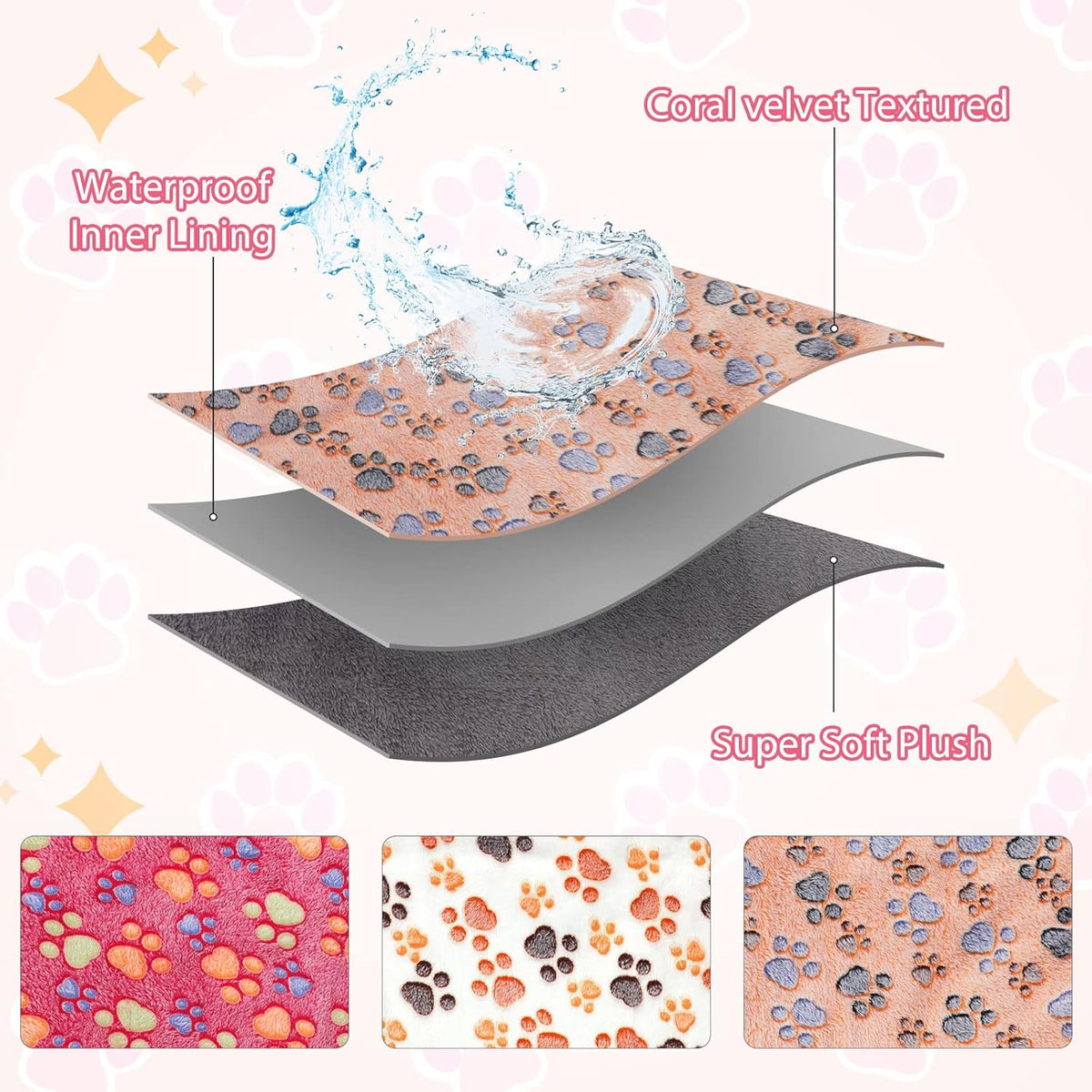 YUEPET Waterproof Guinea Pig Blankets Washable 3 Pack Small Animal Fleece Cage Liners Pet Soft Sleep Mat Pad Cover Warm Flannel Throw for Hamster Guinea Pig Rabbit Chinchilla Hedgehog Ferret 23"×16"