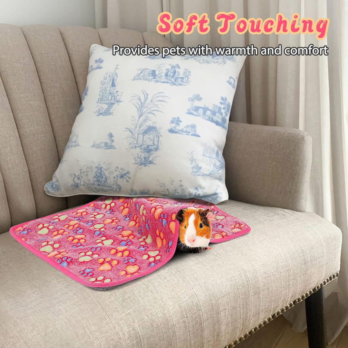 YUEPET Waterproof Guinea Pig Blankets Washable 3 Pack Small Animal Fleece Cage Liners Pet Soft Sleep Mat Pad Cover Warm Flannel Throw for Hamster Guinea Pig Rabbit Chinchilla Hedgehog Ferret 23"×16"