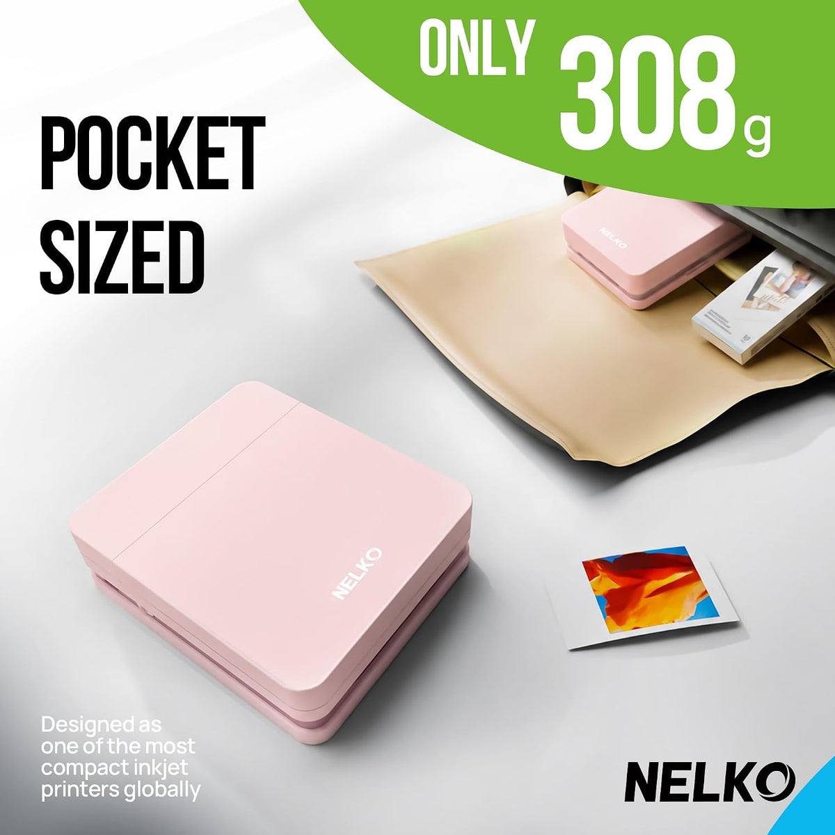 PP01 Photo Printer with 100 Sheets Photo Papaer, Pink