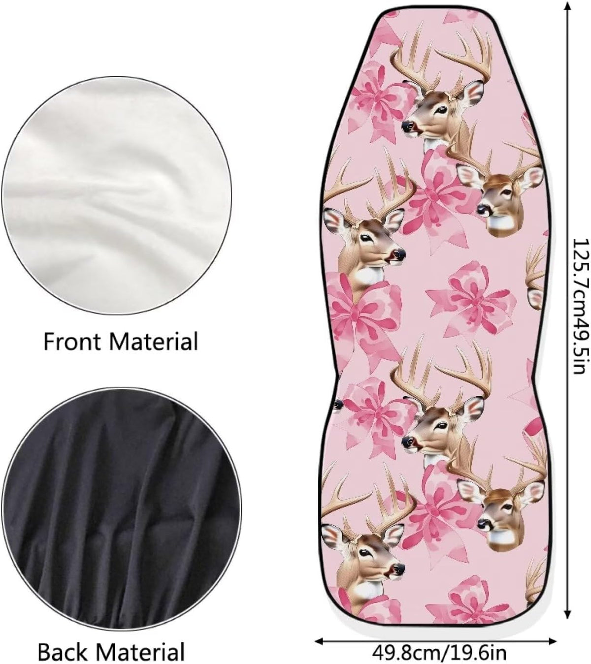 Deer with Pink Bow Print Car Seat Covers Front Seats Only