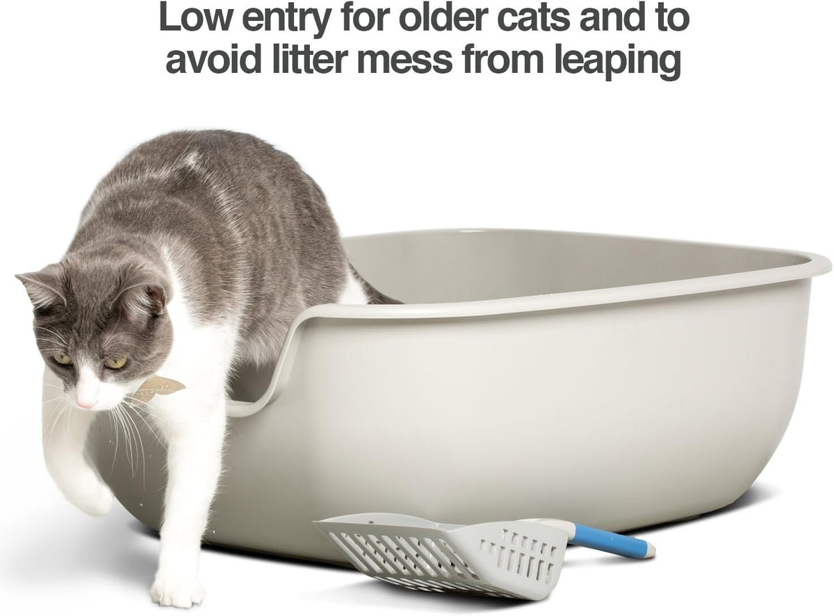 PetFusion BetterBox Non-Stick Large Litter Box, Pet Safe Coating for Easier Cleaning, Open Top Promotes Healthy Usage, Made of Stronger ABS Plastic