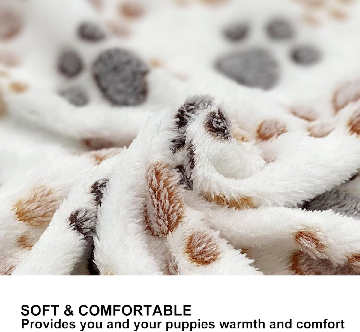 1 Pack 3 Puppy Dog Blankets Super Soft Warm Sleep Mat Fluffy Premium Fleece Pet Blanket Flannel Throw for Dog Puppy Cat - Paw Print Beige/Pink/Brown Small(23"x15")