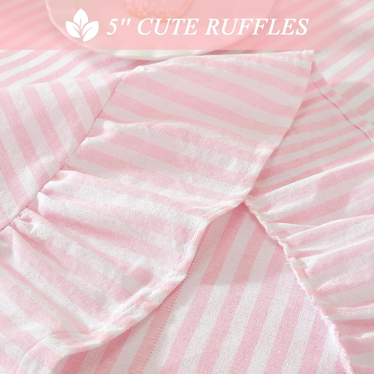 Striped Ruffled Tablecloth Rectangle Spring Cotton Blend Stripe Table Cloth with Tassel, Farmhouse Washable Wrinkle Free Table Cover for Valentines Day Outdoor Picnic Party, Pink, 55''x86''