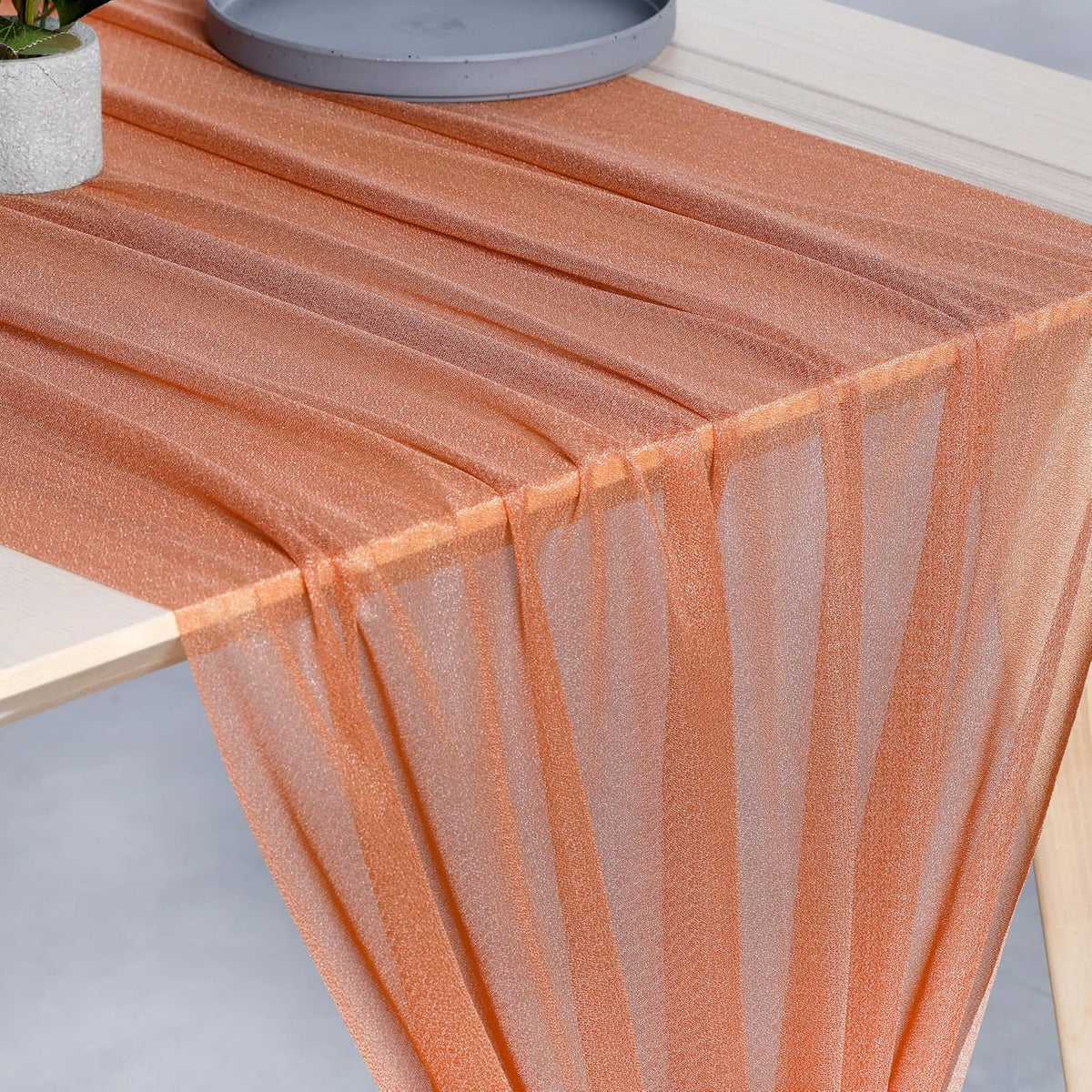 ® Pack of 10, 10ft Chiffon Table Runner 29 x 120 Inches, Sheer Wedding Runner Romantic Rustic Table Runner for Wedding Decoration, Birthday Party, Bridal Shower, Party Arch Décor - Coral Peach