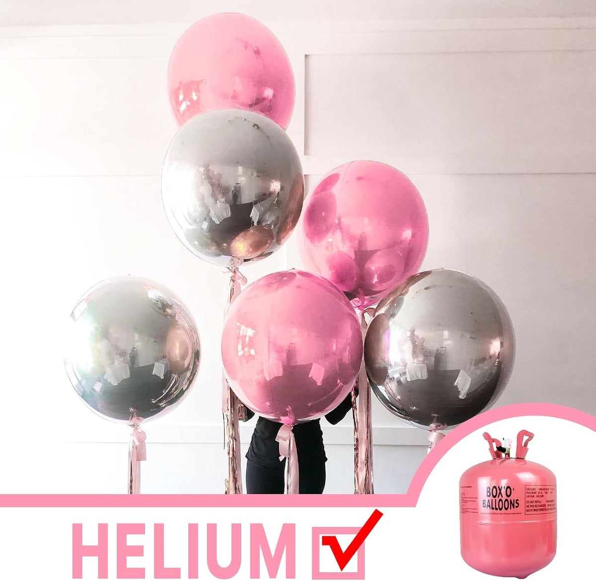 Pearl Pink Foil Balloons 6pcs Large Round Giant Jumbo 4D Balloons