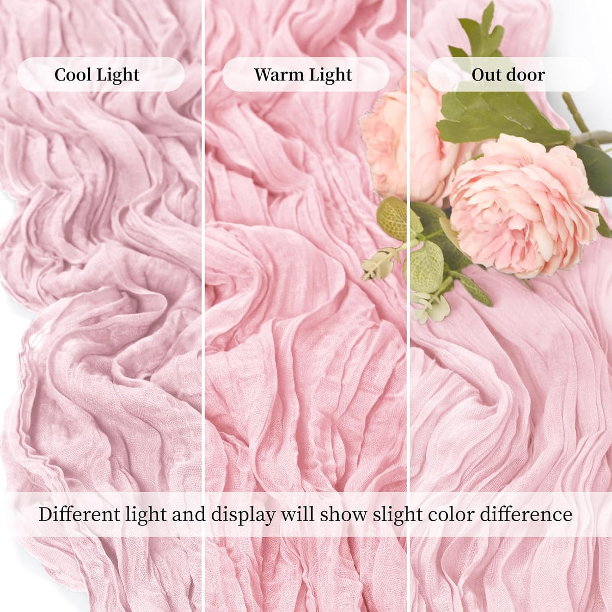 8 Pack Light Pink 17 x 108 Inch Cheesecloth Table Runner - Boho Gauze Sheer Fabric for Wedding Baby Shower Party Home Decor