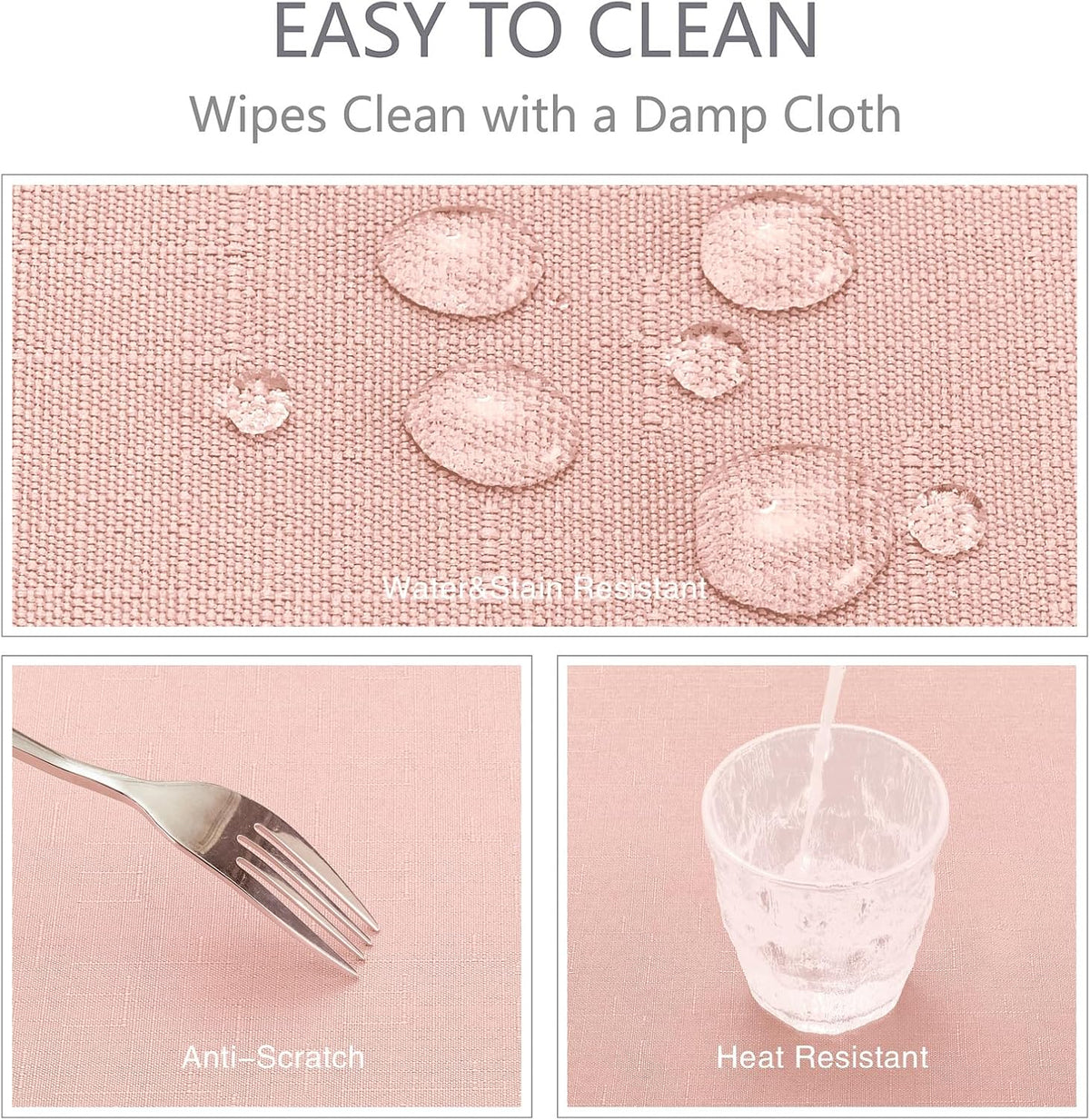 Rectangle 4 Feet Tablecloth 52x70 inch Linen Textured Table Cloth Stain and Wrinkle Resistant Washable Polyester, Decorative Table Cover Waterproof for Dining, Buffet and Camping, Pink