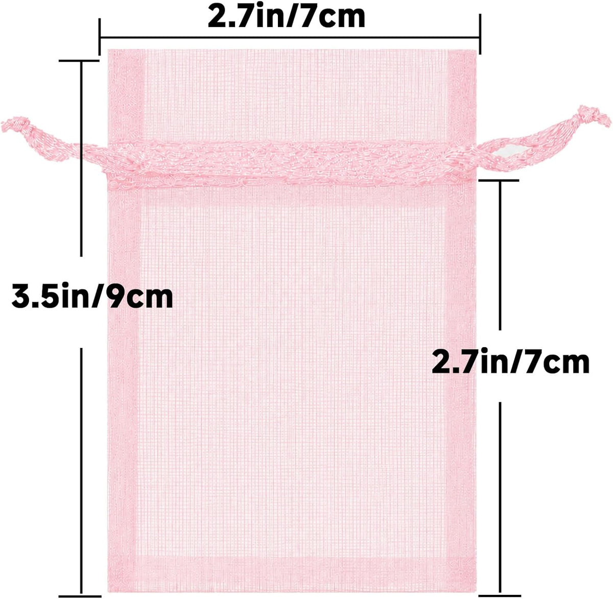 50Pcs Blush Pink Organza Bags,2.7x3.5 In Drawstring Mesh Pouch