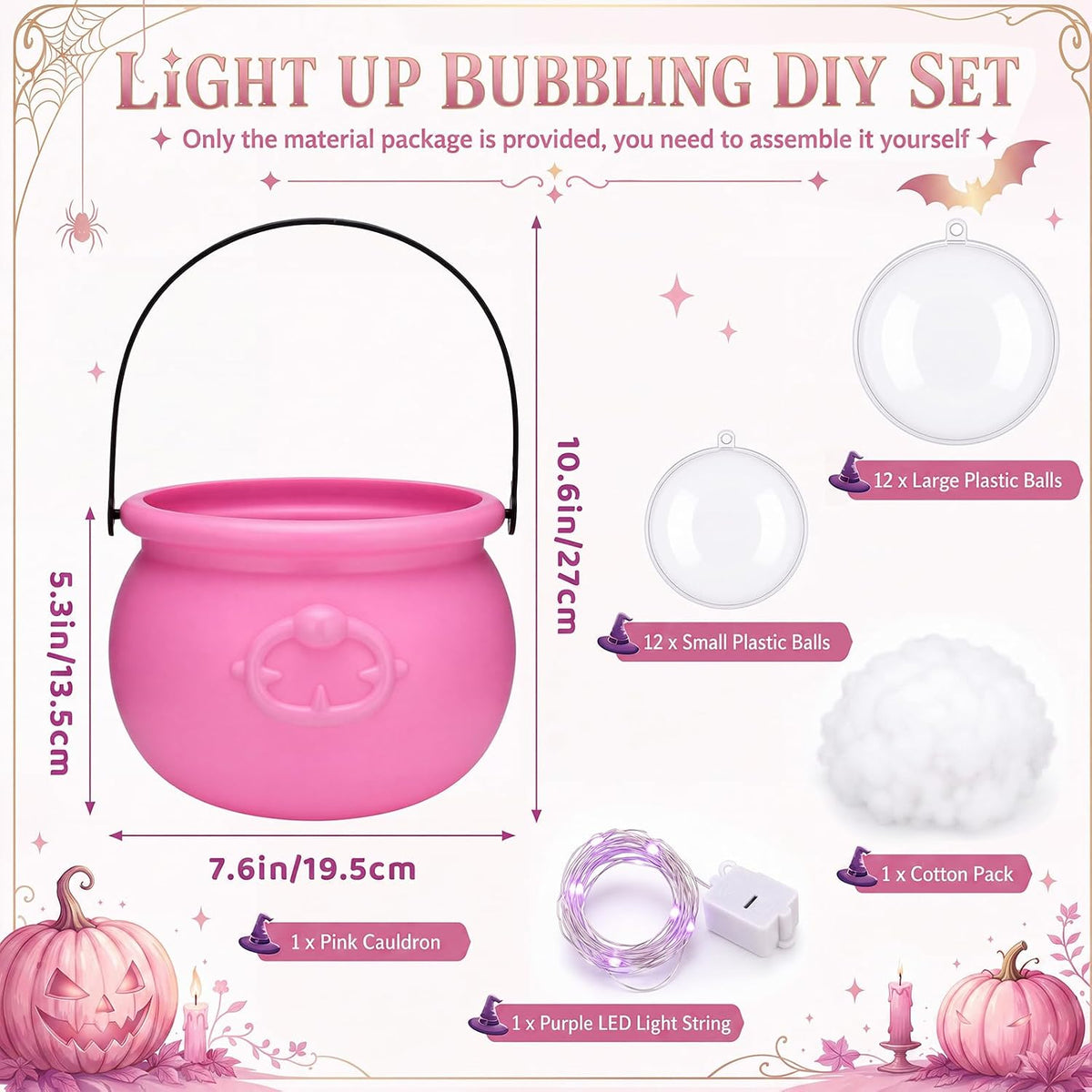 Pink Halloween Decoration Pink Halloween Glowing Cauldron Decor